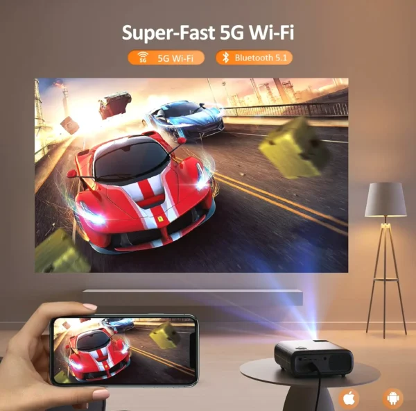NexiGo PJ4K 1080P WiFi Projector with Bluetooth