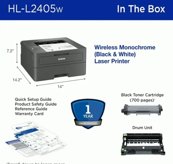Brother's HL-L2405W Wi-Fi Compact Monochrome LaserJet with Mobile Printing