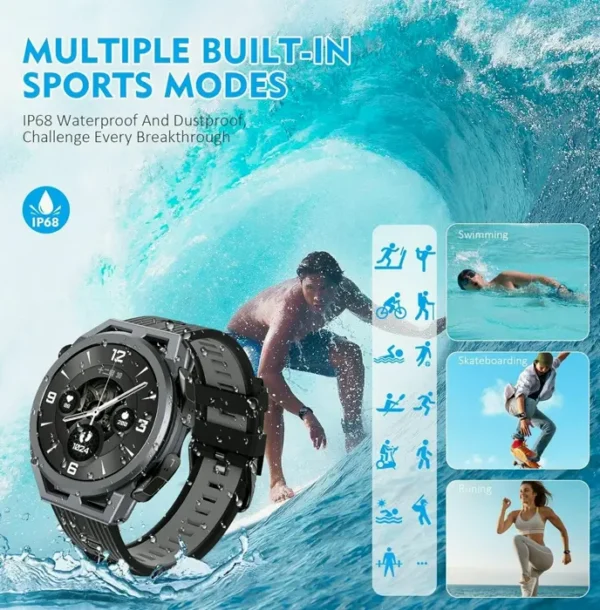 Water-resistant Smartwatch with Earbuds, 5-in-1 Combo