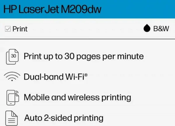 HP LaserJet Fast Printer Wi-Fi Device Ideal for Small Offices