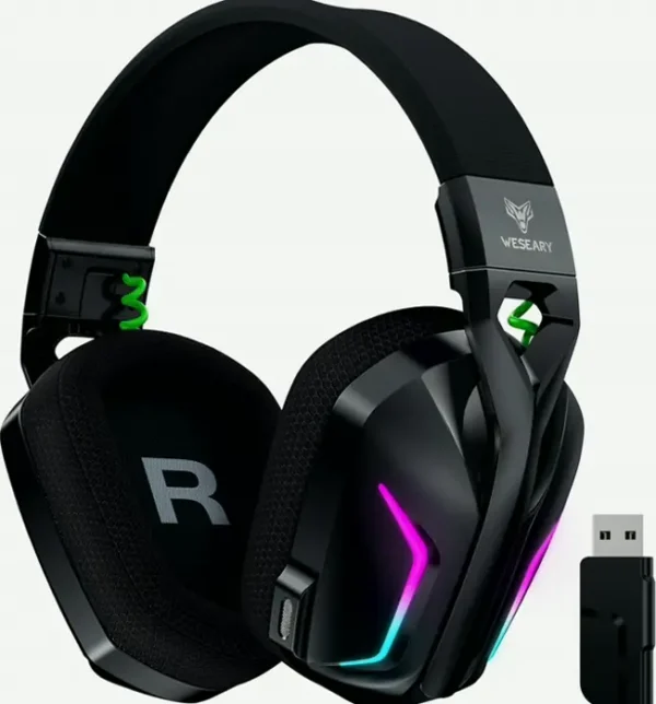 WESEARY's 7.1 Wireless Gaming Headset w/ Mic, 50-Hour Battery, RGB Lights