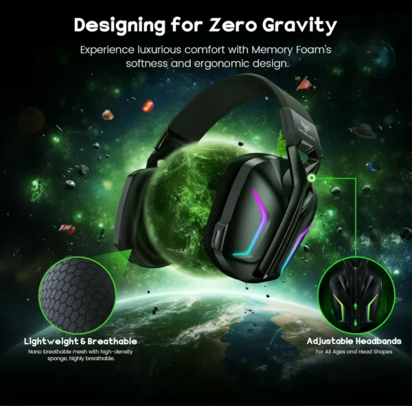 WESEARY's 7.1 Wireless Gaming Headset w/ Mic, 50-Hour Battery, RGB Lights