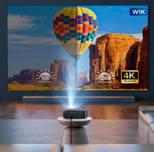 4K Cinema Tool with Wireless Connection & BT, ELEPHAS Outdoor Movie Projector