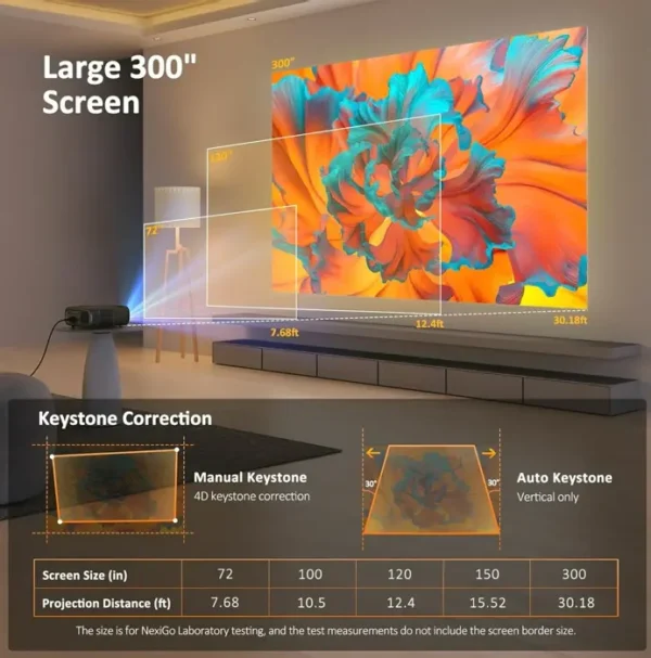 NexiGo PJ4K 1080P WiFi Projector with Bluetooth
