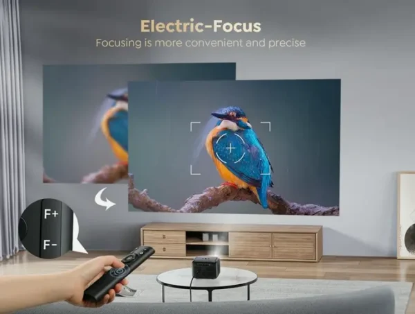 Mini Projector featuring WiFi & Bluetooth, Electric Keystone, 15000 Lumens