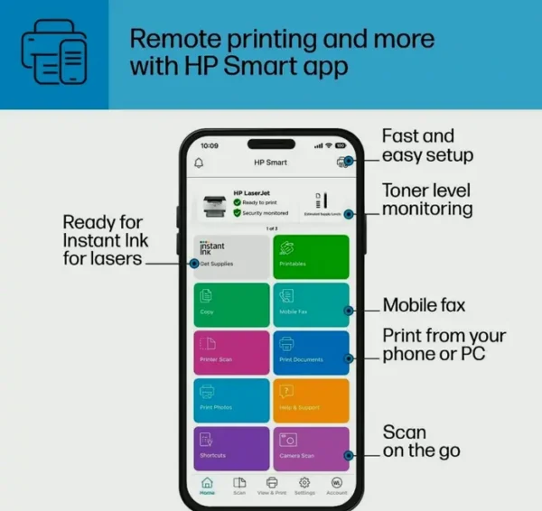 HP LaserJet Fast Printer Wi-Fi Device Ideal for Small Offices