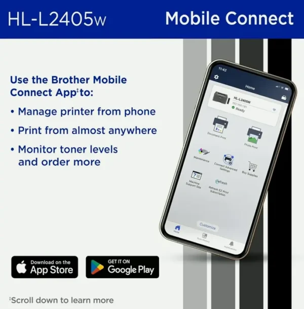 Brother's HL-L2405W Wi-Fi Compact Monochrome LaserJet with Mobile Printing