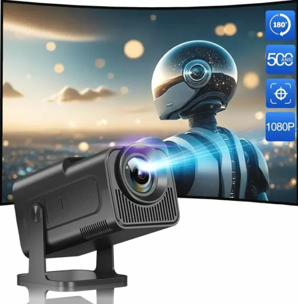 Rotating Mini Projector with WiFi and Bluetooth, 1080P with 4K