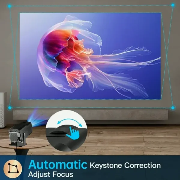 Rotating Mini Projector with WiFi and Bluetooth, 1080P with 4K