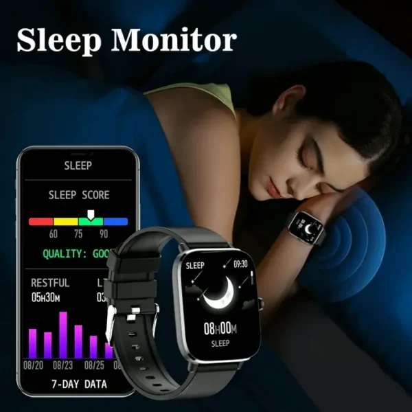 Smart Watch: Touch Screen, Bluetooth Call, IP68, Fitness Tracker, Sleep Monitor, iOS