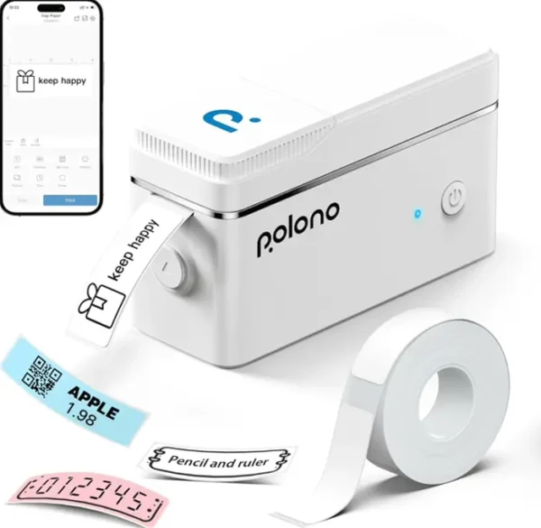 Portable Label Maker with Tape, Wireless Heat Printer, White
