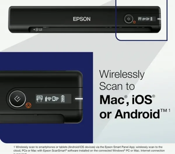 Epson Work ES-60W Wireless Compact Document Scanner