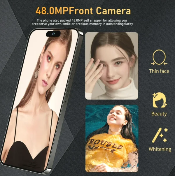 Unlocked I14 Max Cell Phone with Large Battery (Black C)