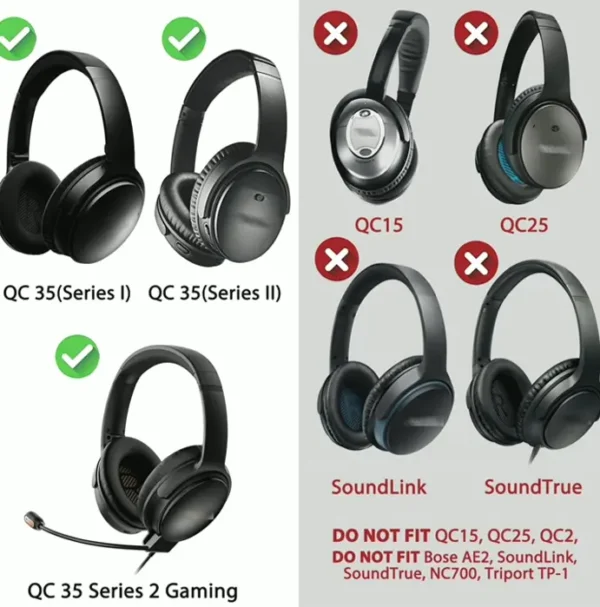 SOULWIT Ear Pads + Headband + Cover for QC 35 Headsets