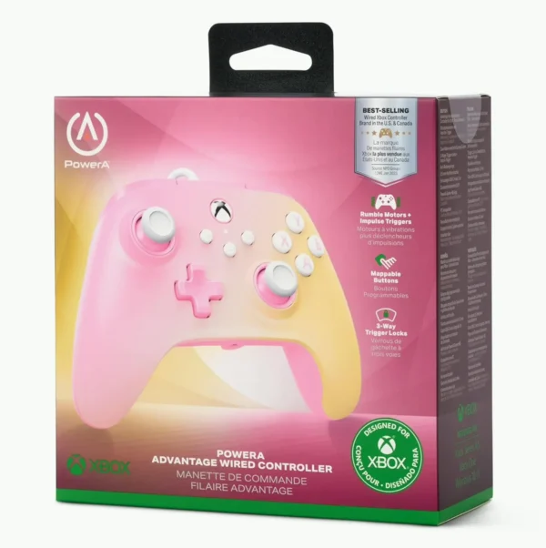Gaming Cabled Gamepad for S - Pink Lemonade, Removable USB-C Cable, Programmable Keys, Trigger Stops, Rumble Motors