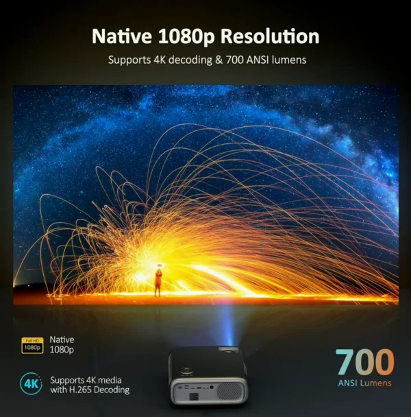 NexiGo PJ4K 1080P WiFi Projector with Bluetooth