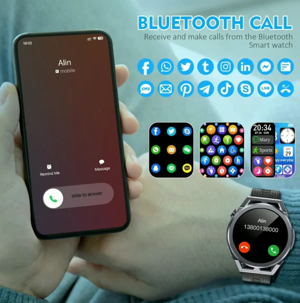 Water-resistant Smartwatch with Earbuds, 5-in-1 Combo