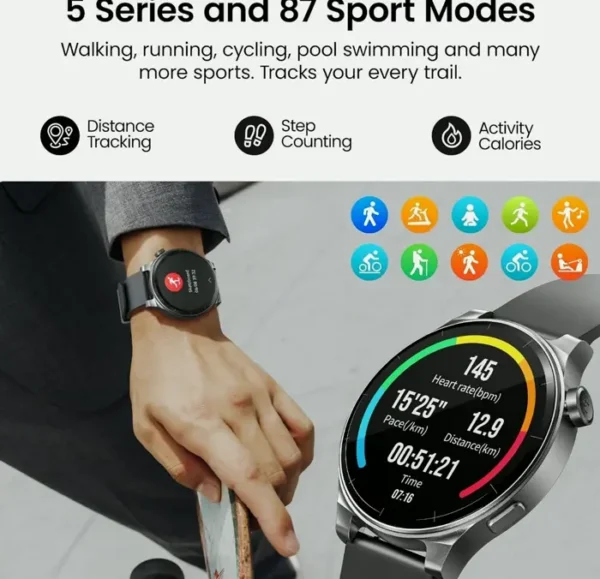 TOZO S5 Smart Watch with Bluetooth Calling, 1.43’’ AMOLED Screen