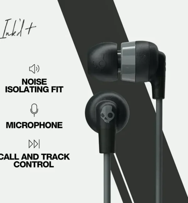 Skull Candy Ink Plus Earbuds, Microphone, Bluetooth Compatible - Black