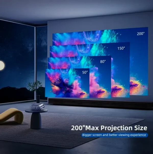 Portable High-Definition Projector by Vamvo, Supports 1080P