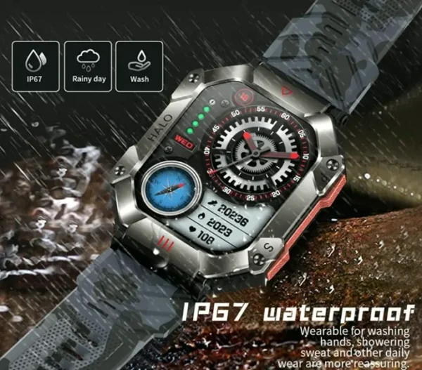 Future Military Wearable for Men, Jooeniok Wireless Answer Call, Big Screen, Rugged Sports Monitor, 650 mAh Battery
