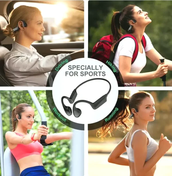 Bone Conducting Headphones - Wireless 5.3 Open Ear, 12hrs Playback, HD Microphone, Sport Earpiece, Sweatproof