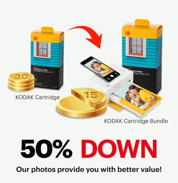 Kodak Dock 4PASS Photo Printer (4x6 Inches) Bundle