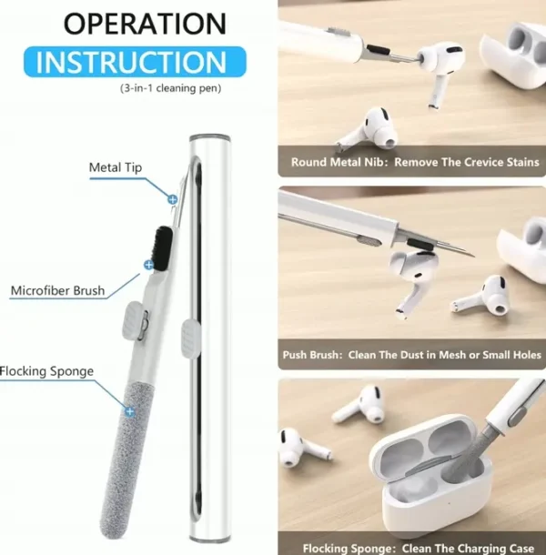 Compatible with AirPods 2nd/1st Gen Spare Ear Tips, Noise Reduction Slot, Built-in Dust Guard, Cleaning Set - 3 Dimensions (S/M/L) White