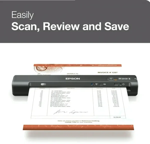 Epson Work ES-60W Wireless Compact Document Scanner