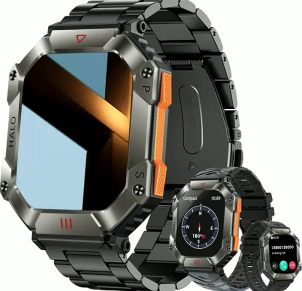 Future Military Wearable for Men, Jooeniok Wireless Answer Call, Big Screen, Rugged Sports Monitor, 650 mAh Battery