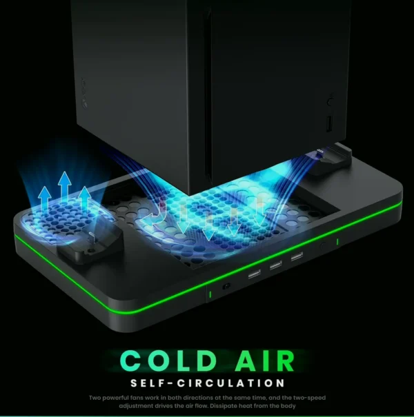Upright Charging Stand with Coolant Fanner, Compatible with Xbox X/S