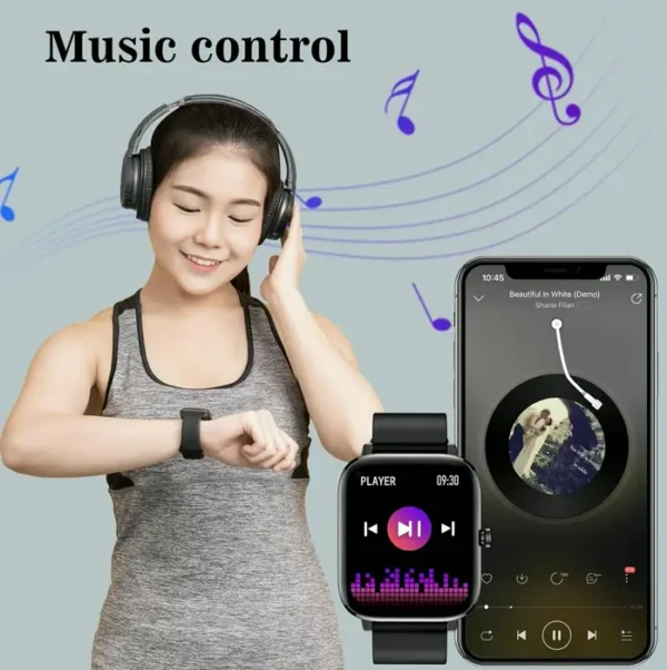 Smart Watch: Touch Screen, Bluetooth Call, IP68, Fitness Tracker, Sleep Monitor, iOS