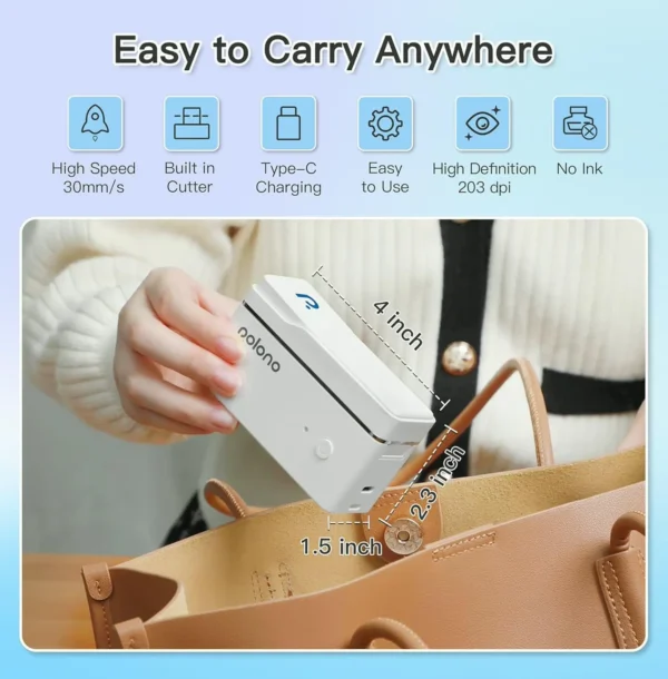 Portable Label Maker with Tape, Wireless Heat Printer, White