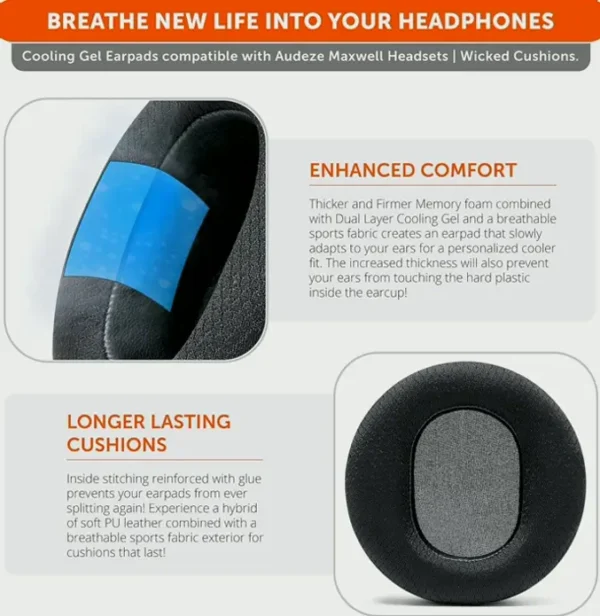 Wicked Cushions Cooling Gel Earpads for Audeze Cans